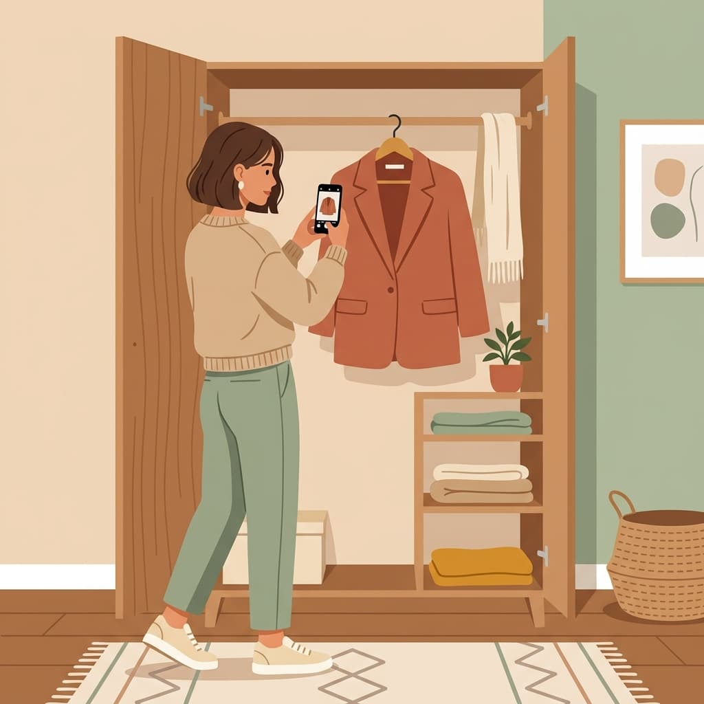 Person taking photo of clothes